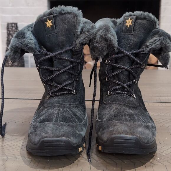 Columbia Black Suede Lavela Faux Fur Lined Lace Up Winter Women's Boots Size 10 - Picture 3 of 14